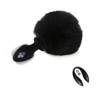 YILUQIFLY Remote Control Short Plush Tail Silicone Vibrating Anal Plug 10 Vibration Modes Three Colors Available Fun Adult Sex Toys Butt Plug Vibrator Men Women Cosplay (Black)