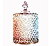 YILUSHENGHUA 20 oz Glass Jar With Lid,Christmas Candy Dish Large,Cookie Jars Jewelry Box,Decorative Jar,Makeup Brush Holder,Bathroom Vanity Organizer