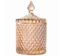 YILUSHENGHUA Colorful Glass Jar With Lid - Candy Cookie Container, Jewelry Box, Buffet Biscuit Storage, Decorative Food Container (Amber)