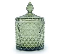 YILUSHENGHUA Colorful Glass Jar With Lid,Candy Cookie Jars,Jewelry Box,Decorative Jar(Green)
