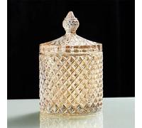 YILUSHENGHUA Colorful Glass Jar With Lid - Candy Dish, Cookie Jar, Jewelry Box, Buffet Container for Food Storage - Decorative Biscuit Container (Large-Amber)