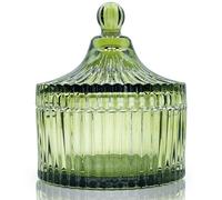 YILUSHENGHUA Colorful Glass Jar With Lid,Candy Dish,Jewelry Box,Decorative Jar(Olive Green)