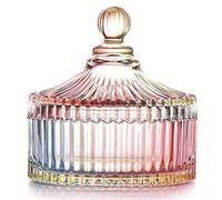 YILUSHENGHUA Colorful Glass Jar With Lid,Christmas Candy Dish,Candy Cookie Jars,Jewelry Box,Biscuit Containers Food Storage,Decorative Jar(Multi-Color)