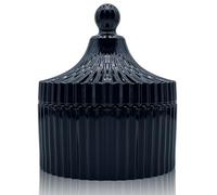 YILUSHENGHUA Colorful Glass Jar With Lid,Halloween Candy Dish,Candy Cookie Jars,Jewelry Box,Buffet Jar Biscuit Containers Food Storage,Decorative Jar(Black)