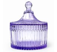 YILUSHENGHUA Colorful Glass Jar With Lid,Powder Puff Container,Jewelry Box,Candy Cookie Jars,Decorative Jar(Purple)
