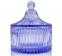 YILUSHENGHUA Colorful Glass Jar With Lid,Trinket Dish,Candy Cookie Jars,Buffet Jar Biscuit Containers Food Storage,Decorative Jar(Blue)