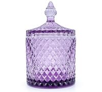 YILUSHENGHUA Colorful Glass Jar With Lid,Trinket Dish,Candy Cookie Jars,Buffet Biscuit Containers Food Storage,Decorative Jar(PInk Purple)