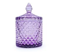 YILUSHENGHUA Colorful Glass Jar With Lid,Trinket Dish,Candy Cookie Jars,Buffet Biscuit Containers Food Storage,Decorative Jar(PInk Purple)