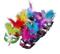 YILWPV 10pcs Sexy Plush Feather Performance Masquerade Party Mask Children Kids Adults Toys Birthday Wedding Festival For Masquerade