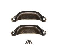 YILWPV 2PCS Antique Brass Shell Pull Handles Retro Iron Wardrobe Door Handle Sets(Antique Bronze)