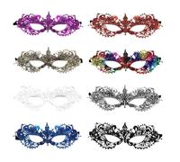 YILWPV 8PCS Women Sexy Hollow Lace Masquerad Face Mask With Ribbon Princess Party Prom Props Costume Nightclub Eye For Masquerade