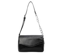 YILWPV Chain Bag Simple Women Flap Messenger Bags Female Solid Color PU Leather Single Shoulder For Lady Casual Travel Handbag(Black)