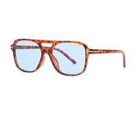 YILWPV Double Bridge Sun Glasses Oversize Women Classic Oval Pilot Sunglasses for Driving(Color8)