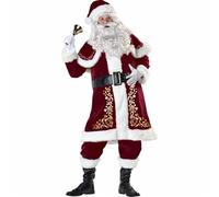 YILWPV Plus Size Deluxe Velvet Adults Christmas Cosplay Suit Couple Santa Claus Cloths Fancy Dress Xmas Uniform For Men Women For Holiday Parties(M,Man)