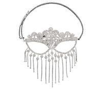 YILWPV Rhinestone Tassel Veil Masks Full Face Women Chains Mask Masquerade Dance Party Performance Sexy Facial Accessories For Masquerade(Style02)