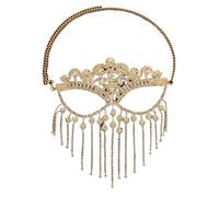 YILWPV Rhinestone Tassel Veil Masks Full Face Women Chains Mask Masquerade Dance Party Performance Sexy Facial Accessories For Masquerade(Style01)