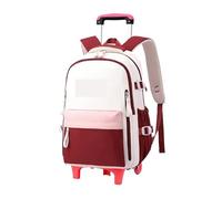 YILWPV Schoolbag with Wheels Children's Backpack Girls Trolley Rolling Women's Travelling Backpacks for Teen(Red,Six Wheels)
