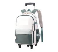YILWPV Schoolbag with Wheels Children's Backpack Girls Trolley Rolling Women's Travelling Backpacks for Teen(Green,Six Wheels)