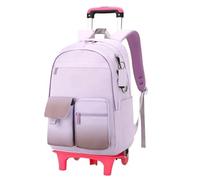 YILWPV Student School Backpack with Wheels Rolling for Girls Wheeled Kids Trolley Bag Travel Luggage for Teen(Purple 2 Wheel)