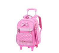 YILWPV Wheeled Backpack for Girls School Rolling Bag for Primary Luggage Trolley Children Schoolbag On Wheels Bookbag for Teen(Pink,2 Wheels)