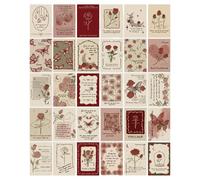 YILZAR Set of 30 Romantic Rose Decorative Postcards, Aesthetic Room Decor for Bedroom, Vintage Wall Posters, Small Squares for Collage Wall and Home Decor