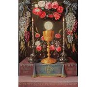 YIMACBJXX Famous Colorful Art Print Art Painting a Chalice with the Eucharist in a Cartouche Decorated with Flowers and Fruit Abstract Picture Canvas for Home Decor 60x90cm