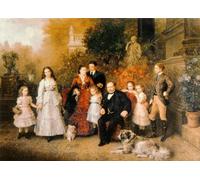 YIMACBJXX Famous Colorful Art Print Art Painting Family of the Businessman B. H. Strousberg by Ludwig Knaus Abstract Picture Canvas for Home Decor 60x90cm
