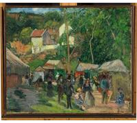 YIMACBJXX Famous Colorful Art Print Art Painting Festival At L'hermitage by Camille Jacob Pissarro Abstract Picture Canvas for Home Decor 60x90cm