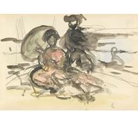 YIMACBJXX Famous Colorful Art Print Art Painting Figure Study Two Women Seated on a River Bank by Famous Artist Abstract Picture Canvas for Home Decor 60x90cm