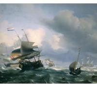 YIMACBJXX Famous Colorful Art Print Art Painting Harbor with Ships by Ludolf Backhuysen Abstract Picture Canvas for Home Decor 60x90cm