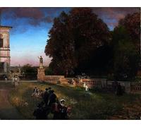 YIMACBJXX Famous Colorful Art Print Art Painting in the Park of the Villa by Oswald Achenbach Abstract Picture Canvas for Home Decor 60x90cm