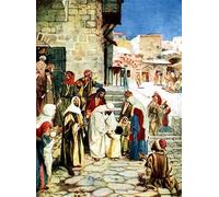 YIMACBJXX Famous Colorful Art Print Art Painting Jesus and the Little Children Bible by William Brassey Hole Abstract Picture Canvas for Home Decor 60x90cm