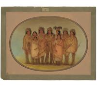 YIMACBJXX Famous Colorful Art Print Art Painting Nine Ojibbeway Indians in London by George Catlin Abstract Picture Canvas for Home Decor 60x90cm
