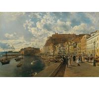 YIMACBJXX Famous Colorful Art Print Art Painting on the Beach of Santa Lucia in Naples by Rudolf Von Alt Abstract Picture Canvas for Home Decor 60x90cm