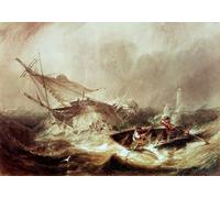 YIMACBJXX Famous Colorful Art Print Art Painting Rowing to Shipwrecked Sailors off the Northumberland by Johncarmichael Abstract Picture Canvas for Home Decor 60x90cm
