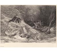 YIMACBJXX Famous Colorful Art Print Art Painting Shelter From the Frost by Karl Bodmer Abstract Picture Canvas for Home Decor 60x90cm