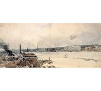 YIMACBJXX Famous Colorful Art Print Art Painting Study for the Eidometropolis the Thames From Westminster to Somerset House by Thomas Girtin Abstract Picture Canvas for Home Decor 60x90cm