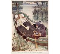 YIMACBJXX Famous Colorful Art Print Art Painting the Death Journey of the Lily Maid of Astolat by Walter Crane Abstract Picture Canvas for Home Decor 60x90cm