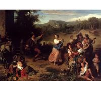 YIMACBJXX Famous Colorful Art Print Art Painting The Fiesta Louis Leopold Robert Abstract Picture Canvas for Home Decor 60x90cm