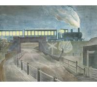 YIMACBJXX Famous Colorful Art Print Art Painting Train Going Over a Bridge At Night by Eric Ravilious Abstract Picture Canvas for Home Decor 60x90cm