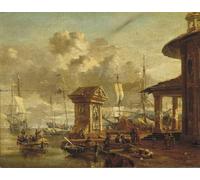 YIMACBJXX Famous Modern Prints Decorative Paintings Italiaanse Haven by Abraham Storck Poster Painting Art for Home Decor 60x90cm