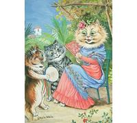 YIMACBJXX Famous Modern Prints Decorative Paintings Mother cat with fan and two kittens by Louis Wain Poster Painting Art for Home Decor 60x90cm