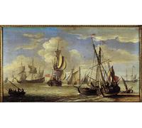 YIMACBJXX Famous Modern Prints Decorative Paintings Ships and Boats on the Sea Paintrue by Abraham Storck Poster Painting Art for Home Decor 60x90cm