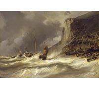 YIMACBJXX Famous Modern Prints Decorative Paintings Storm on the At Etretat Normandy by Eugene Isabey Poster Painting Art for Home Decor 60x90cm