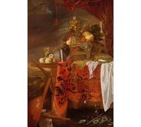 YIMACBJXX Famous Painting Colorful Art Print Art Painting a Basket of Mixed Fruit with Gilt Cup Silver Chalice Nautilus Glass by Jan Davidsz De Heem Abstract Picture Canvas for Home Decor 60x90cm