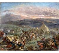 YIMACBJXX Famous Painting Colorful Art Print Art Painting Botzaris Surprises the Turkish Camp and Falls Fatally Wounded by Ferdinandeugene Delacroix Abstract Picture Canvas for Home Decor 60x90cm