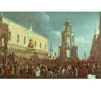 YIMACBJXX Famous Painting Colorful Art Print Art Painting Feastday St. Mark's Square by Gabriele Bella Abstract Picture Canvas for Home Decor 60x90cm