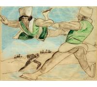 YIMACBJXX Famous Painting Colorful Art Print Art Painting Figure Skater Ii by Max Beckmann Abstract Picture Canvas for Home Decor 60x90cm