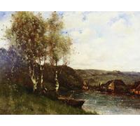 YIMACBJXX Famous Painting Colorful Art Print Art Painting Fisherman at the River's Edge Paul Desire Trouillebert Abstract Picture Canvas for Home Decor 60x90cm