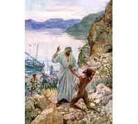 YIMACBJXX Famous Painting Colorful Art Print Art Painting Jesus a Demon possessed Man Bible by William Brassey Hole Abstract Picture Canvas for Home Decor 60x90cm
